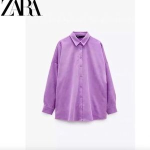 Zara Oversized Corduroy Shirt Purple  Size L